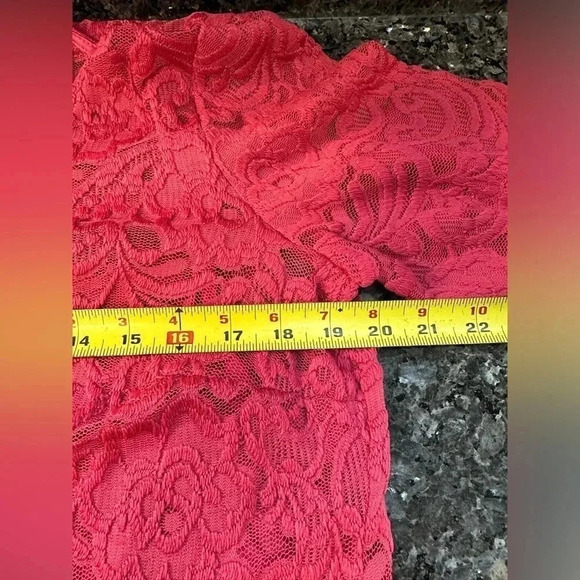 Jessica Simpson Dark Barbie Pink Lace Overlay Cocktail Dress Plus Size 1X - Picture 4 of 5